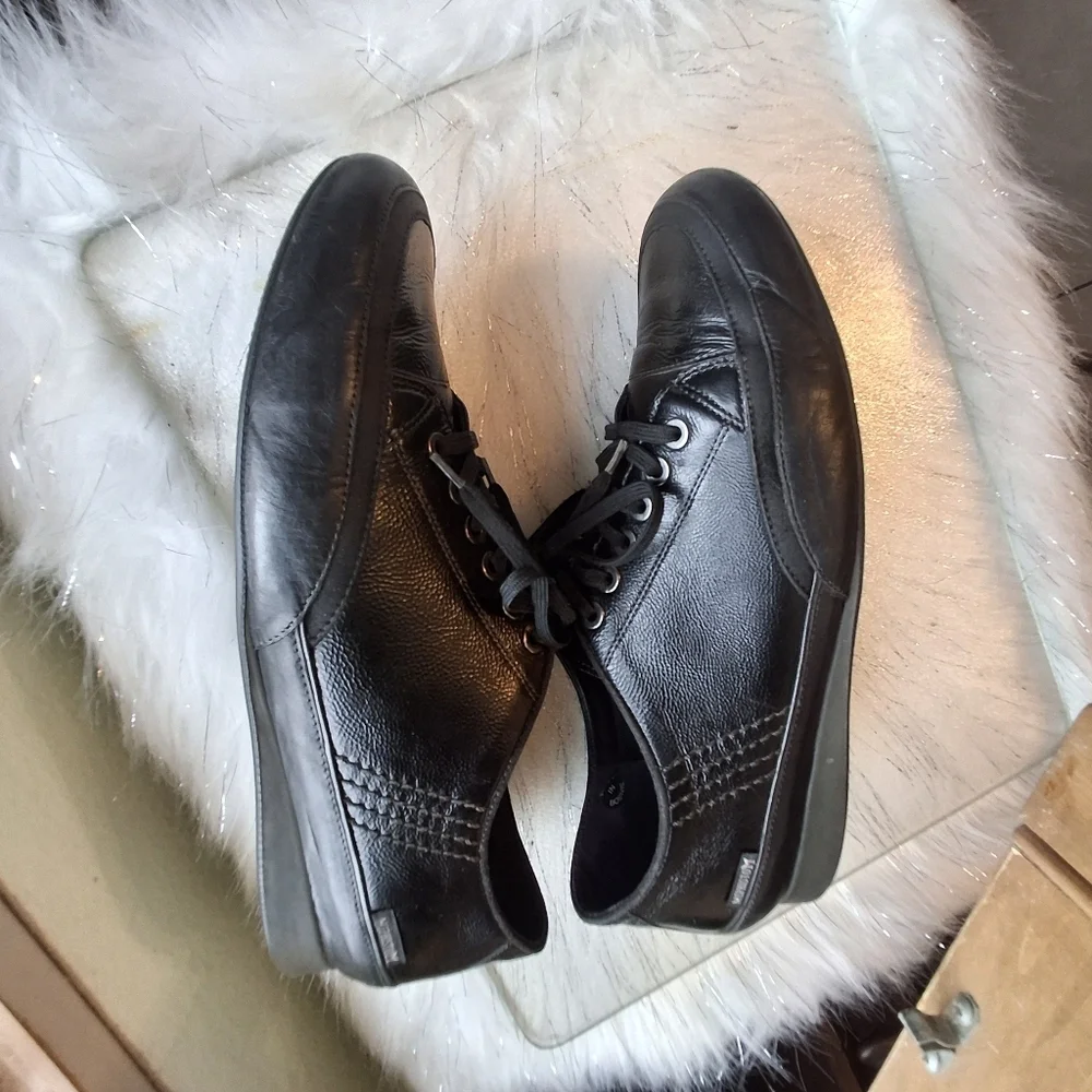 Mephisto Air Relax Black Leather Lace-Up Low Top Comfy Shoes Women Size 9.5